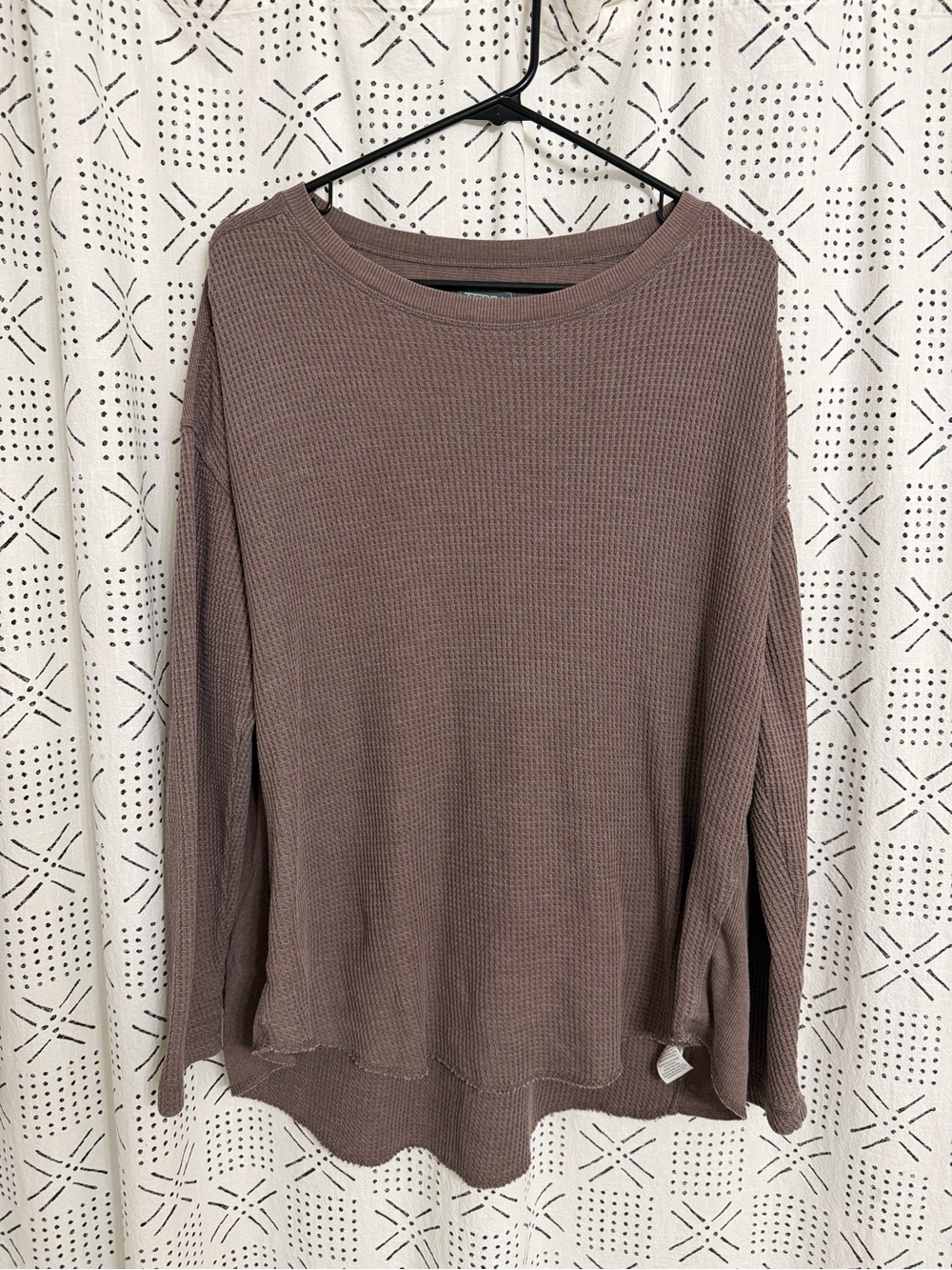 Waffle-Knit Long Sleeve Top